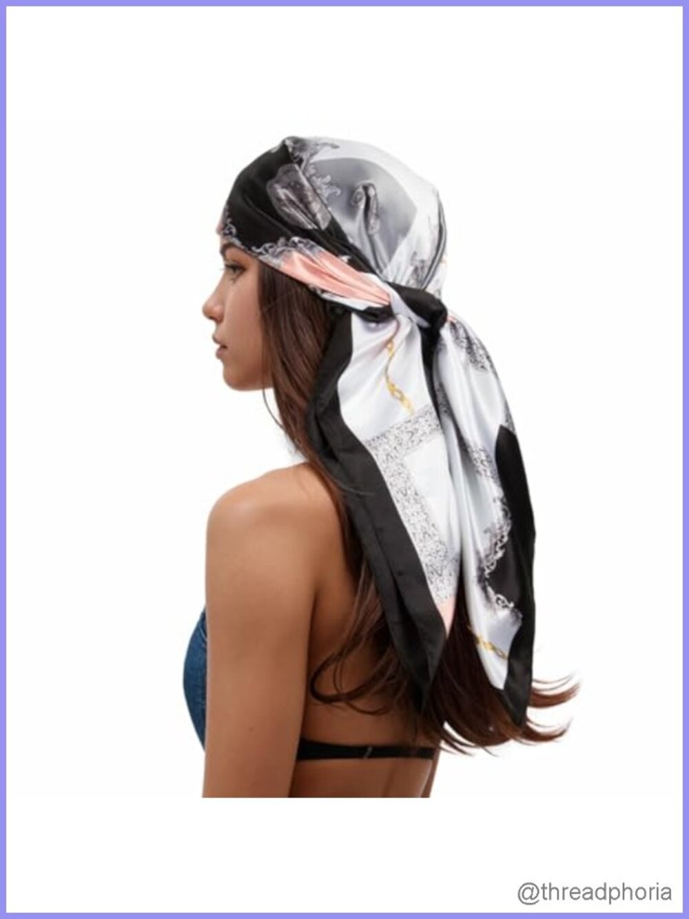 Silky Feel Head Scarf 35x35 Inch Square Hair Wrap Scarf